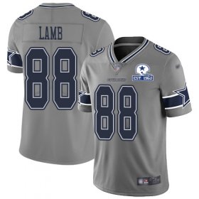 Wholesale Cheap Nike Cowboys #88 CeeDee Lamb Gray Men\'s Stitched With Established In 1960 Patch NFL Limited Inverted Legend Jersey