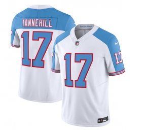 Wholesale Cheap Men\'s Tennessee Titans #17 Ryan Tannehill White Blue 2023 F.U.S.E. Vapor Limited Throwback Football Stitched Jersey