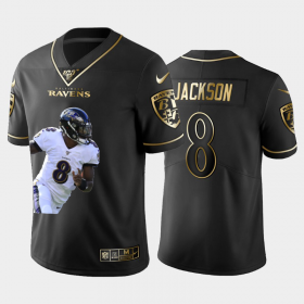 Cheap Baltimore Ravens #8 Lamar Jackson Nike Team Hero 1 Vapor Limited NFL 100 Jersey Black Golden