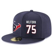 Wholesale Cheap Houston Texans #75 Vince Wilfork Snapback Cap NFL Player Navy Blue with White Number Stitched Hat