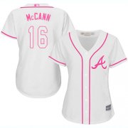 Wholesale Cheap Braves #16 Brian McCann White/Pink Fashion Women's Stitched MLB Jersey