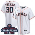 Wholesale Cheap Men's Houston Astros #30 Kyle Tucker White 2022 World Series Champions Home Stitched Baseball Jersey