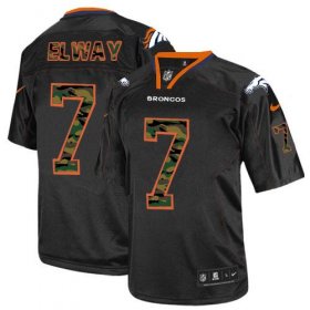 Wholesale Cheap Nike Broncos #7 John Elway Black Men\'s Stitched NFL Elite Camo Fashion Jersey