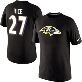 Wholesale Cheap Nike Baltimore Ravens #27 Ray Rice Name & Number NFL T-Shirt Black