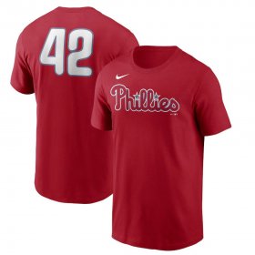 Wholesale Cheap Philadelphia Phillies Nike Jackie Robinson Day Team 42 T-Shirt Red