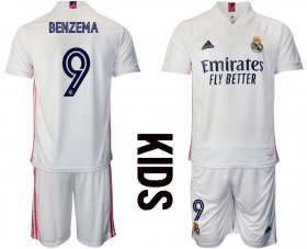 Wholesale Cheap Youth 2020-2021 club Real Madrid home 9 white Soccer Jerseys