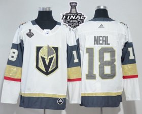 Wholesale Cheap Adidas Golden Knights #18 James Neal White Road Authentic 2018 Stanley Cup Final Women\'s Stitched NHL Jersey