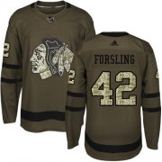 Wholesale Cheap Adidas Blackhawks #42 Gustav Forsling Green Salute to Service Stitched NHL Jersey