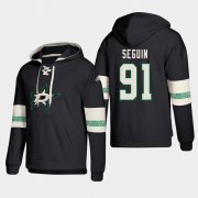 Wholesale Cheap Dallas Stars #91 Tyler Seguin Black adidas Lace-Up Pullover Hoodie
