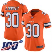 Wholesale Cheap Nike Broncos #30 Phillip Lindsay Orange Women's Stitched NFL Limited Rush 100th Season Jersey