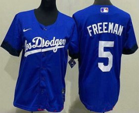 Wholesale Cheap Women\'s Los Angeles Dodgers #5 Freddie Freeman Blue City Cool Base Jersey