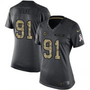 Wholesale Cheap Nike Dolphins #91 Cameron Wake Black Women's Stitched NFL Limited 2016 Salute to Service Jersey