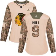 Wholesale Cheap Adidas Blackhawks #9 Bobby Hull Camo Authentic 2017 Veterans Day Women's Stitched NHL Jersey