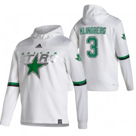Wholesale Cheap Dallas Stars #3 John Klingberg Adidas Reverse Retro Pullover Hoodie White