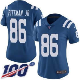 Wholesale Cheap Nike Colts #86 Michael Pittman Jr. Royal Blue Women\'s Stitched NFL Limited Rush 100th Season Jersey