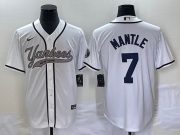 Wholesale Cheap Men's New York Yankees #7 Mickey Mantle White With Patch Cool Base Stitched Baseball Jersey