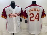 Cheap Men's Venezuela Baseball #24 Miguel Cabrera 2023 White World Baseball Classic Stitched Jersey