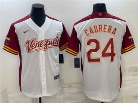 Cheap Men\'s Venezuela Baseball #24 Miguel Cabrera 2023 White World Baseball Classic Stitched Jersey