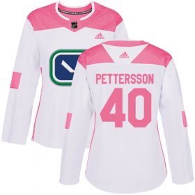 Wholesale Cheap Adidas Canucks #40 Elias Pettersson White/Pink Authentic Fashion Women\'s Stitched NHL Jersey
