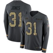 Wholesale Cheap Nike Dolphins #31 Byron Jones Anthracite Salute to Service Youth Stitched NFL Limited Therma Long Sleeve Jersey