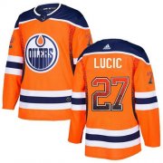 Wholesale Cheap Adidas Oilers #27 Milan Lucic Orange Home Authentic Drift Fashion Stitched NHL Jersey