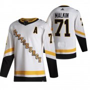 Wholesale Cheap Pittsburgh Penguins #71 Evgeni Malkin White Men's Adidas 2020-21 Reverse Retro Alternate NHL Jersey