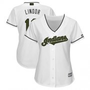 Wholesale Cheap Indians #12 Francisco Lindor White 2018 Memorial Day Cool Base Women's Stitched MLB Jersey