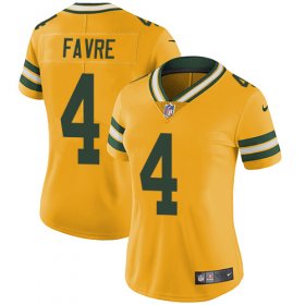 Wholesale Cheap Nike Packers #4 Brett Favre Yellow Women\'s Stitched NFL Limited Rush Jersey
