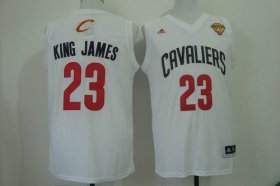 Wholesale Cheap Men\'s Cleveland Cavaliers #23 King James Nickname 2015 The Finals White Fashion Jersey