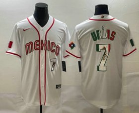Cheap Men\'s Mexico Baseball #7 Julio Urias Number 2023 White World Baseball Classic Stitched Jerseys
