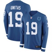 Wholesale Cheap Nike Colts #19 Johnny Unitas Royal Blue Team Color Men's Stitched NFL Limited Therma Long Sleeve Jersey
