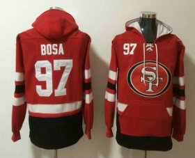 Wholesale Cheap Men\'s San Francisco 49ers #97 Nick Bosa NEW Red Pocket Stitched NFL Pullover Hoodie