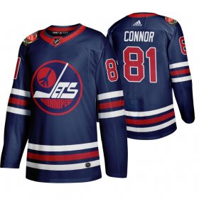 Wholesale Cheap Winnipeg Jets #81 Kyle Connor Men\'s 2019-20 Heritage Classic Wha Navy Stitched NHL Jersey