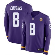 Wholesale Cheap Nike Vikings #8 Kirk Cousins Purple Team Color Youth Stitched NFL Limited Therma Long Sleeve Jersey