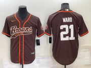 Wholesale Men's Cleveland Browns #21 Denzel Ward Brown Stitched Cool Base Nike Baseball Jersey