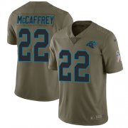 Wholesale Cheap Nike Panthers #22 Christian McCaffrey Olive Men's Stitched NFL Limited 2017 Salute To Service Jersey