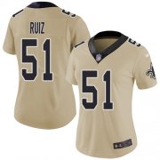 Wholesale Cheap Nike Saints #51 Cesar Ruiz Gold Women's Stitched NFL Limited Inverted Legend Jersey