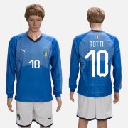 Wholesale Cheap Italy #10 Totti Blue Home Long Sleeves Soccer Country Jersey