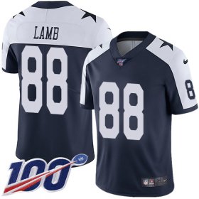Wholesale Cheap Nike Cowboys #88 CeeDee Lamb Navy Blue Thanksgiving Men\'s Stitched NFL 100th Season Vapor Throwback Limited Jersey