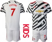 Wholesale Cheap Youth 2020-2021 club Manchester united away 7 white Soccer Jerseys
