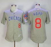 Wholesale Cheap Cubs #8 Ian Happ Grey Flexbase Authentic Collection Road Stitched MLB Jersey