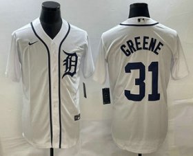 Cheap Men\'s Detroit Tigers #31 Riley Greene White Cool Base Stitched Jersey