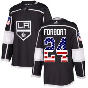Wholesale Cheap Adidas Kings #24 Derek Forbort Black Home Authentic USA Flag Stitched NHL Jersey