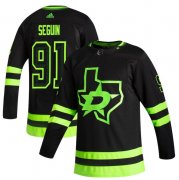 Wholesale Cheap Dallas Stars #91 Tyler Seguin Black Men's Adidas 2020-21 Reverse Retro Alternate NHL Jersey
