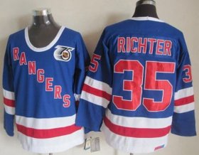 Wholesale Cheap Rangers #35 Mike Richter Blue CCM 75TH Stitched NHL Jersey