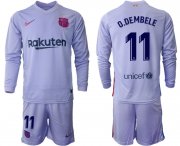 Wholesale Cheap Men 2021-2022 Club Barcelona Second away purple Long Sleeve 11 Soccer Jersey