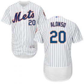 Wholesale Cheap Mets #20 Pete Alonso White(Blue Strip) Flexbase Authentic Collection Stitched MLB Jersey