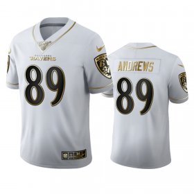 Wholesale Cheap Baltimore Ravens #89 Mark Andrews Men\'s Nike White Golden Edition Vapor Limited NFL 100 Jersey