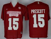 Wholesale Cheap Mississippi State Bulldogs #15 Dak Prescott 2014 Red Jersey