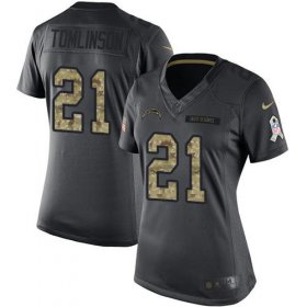 Wholesale Cheap Nike Chargers #21 LaDainian Tomlinson Black Women\'s Stitched NFL Limited 2016 Salute to Service Jersey
